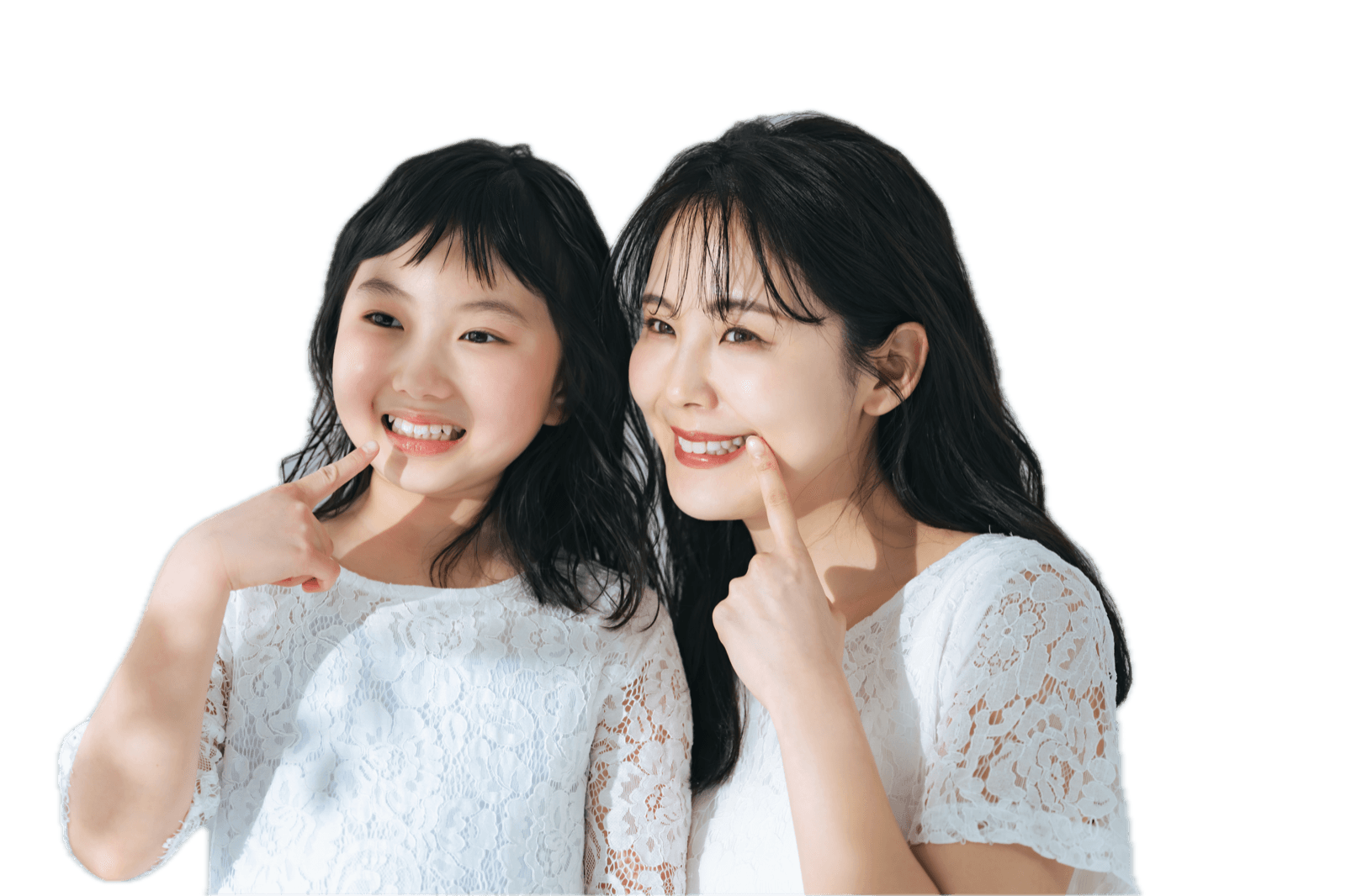 笑顔の母娘