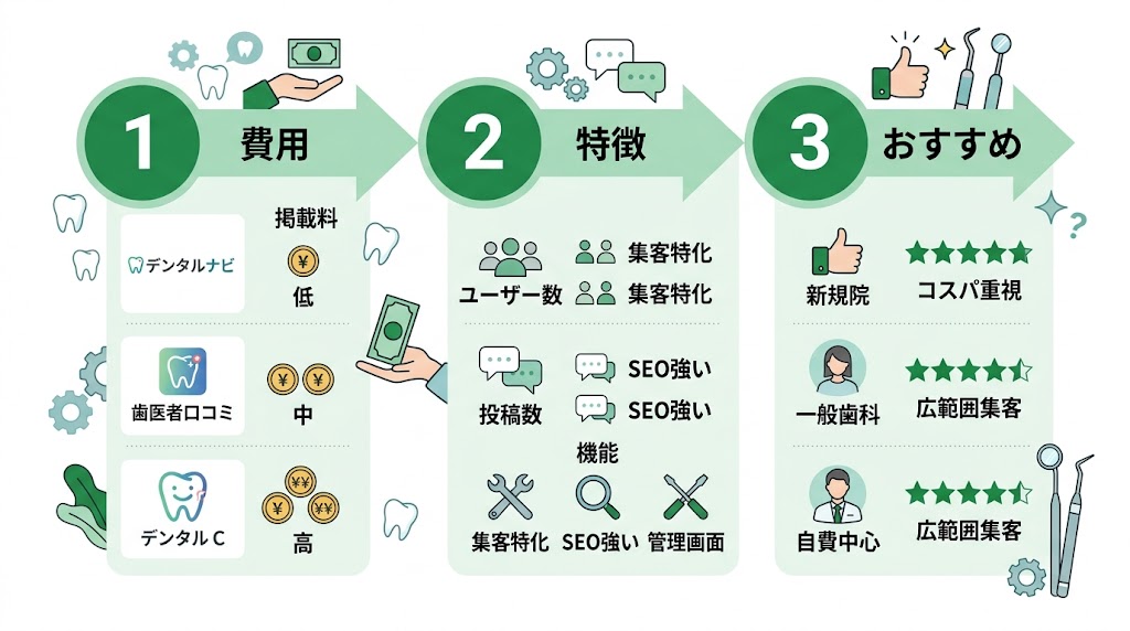 歯科の口コミサイト比較一覧|主要8媒体の特徴と選び方
