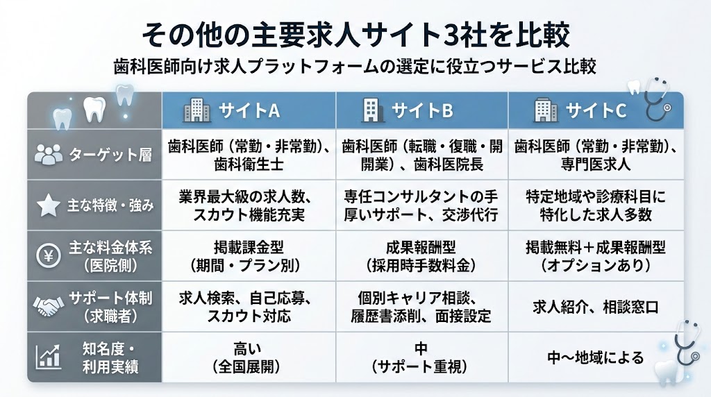 歯科向け求人サイト比較｜主要6社の費用と特徴